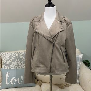 NWT Philosophy Taupe Faux Suede Moto Jacket